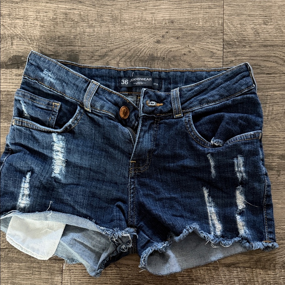 Dark Blue Distressed Women's Jean Shorts